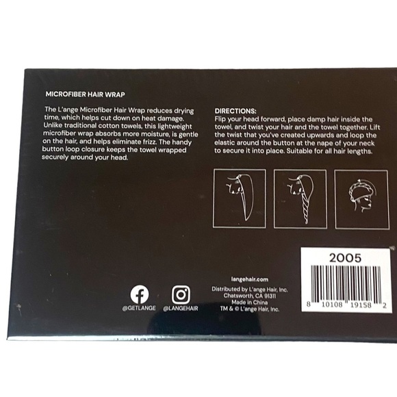 New In Box L'ange Microfiber Hair Wrap. Reduces drying time. Eliminates frizz. - Picture 2 of 4